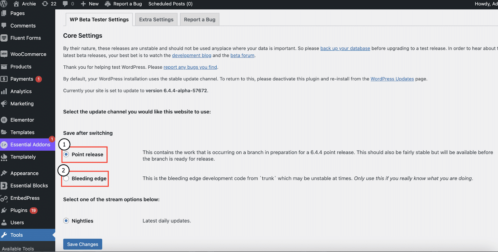 бета-тестер WordPress WordPress beta tester