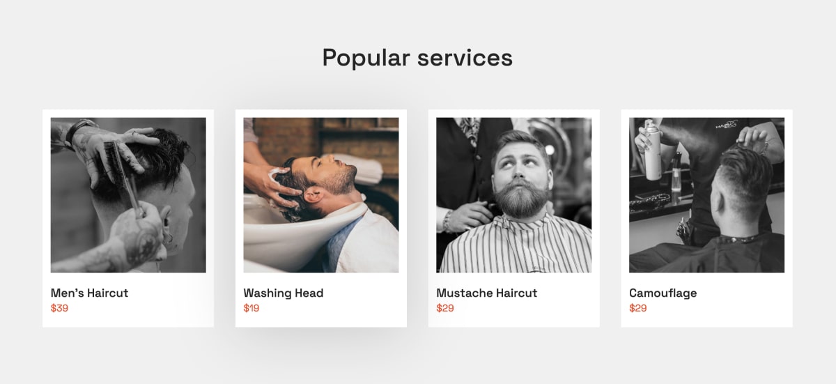 Pagina dei servizi Bro Barbershop.