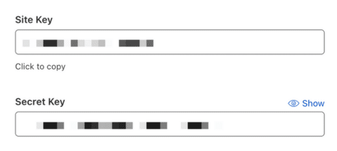 Chiavi del sito di Cloudflare