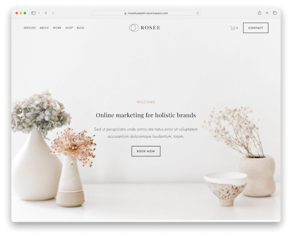 Modello di terapista Rosee Squarespace