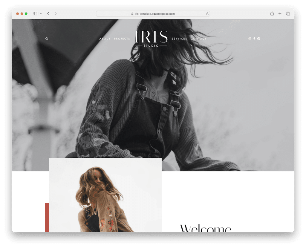 șablon de designer iris squarespace