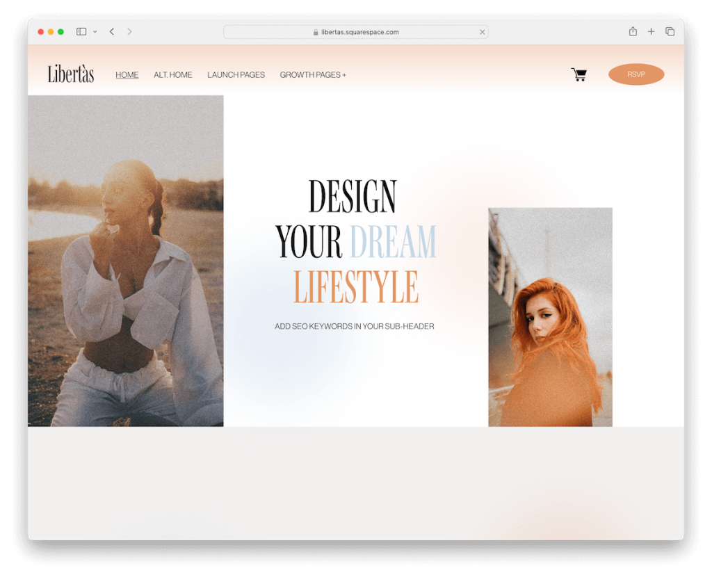 Modello di progettazione di libertas Squarespace