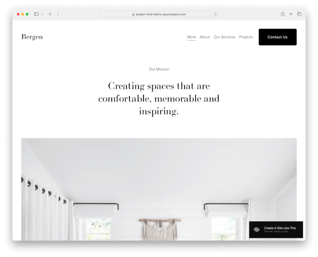 modello di progettazione di Bergen Squarespace