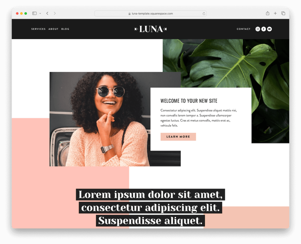 șablon de designer luna squarespace