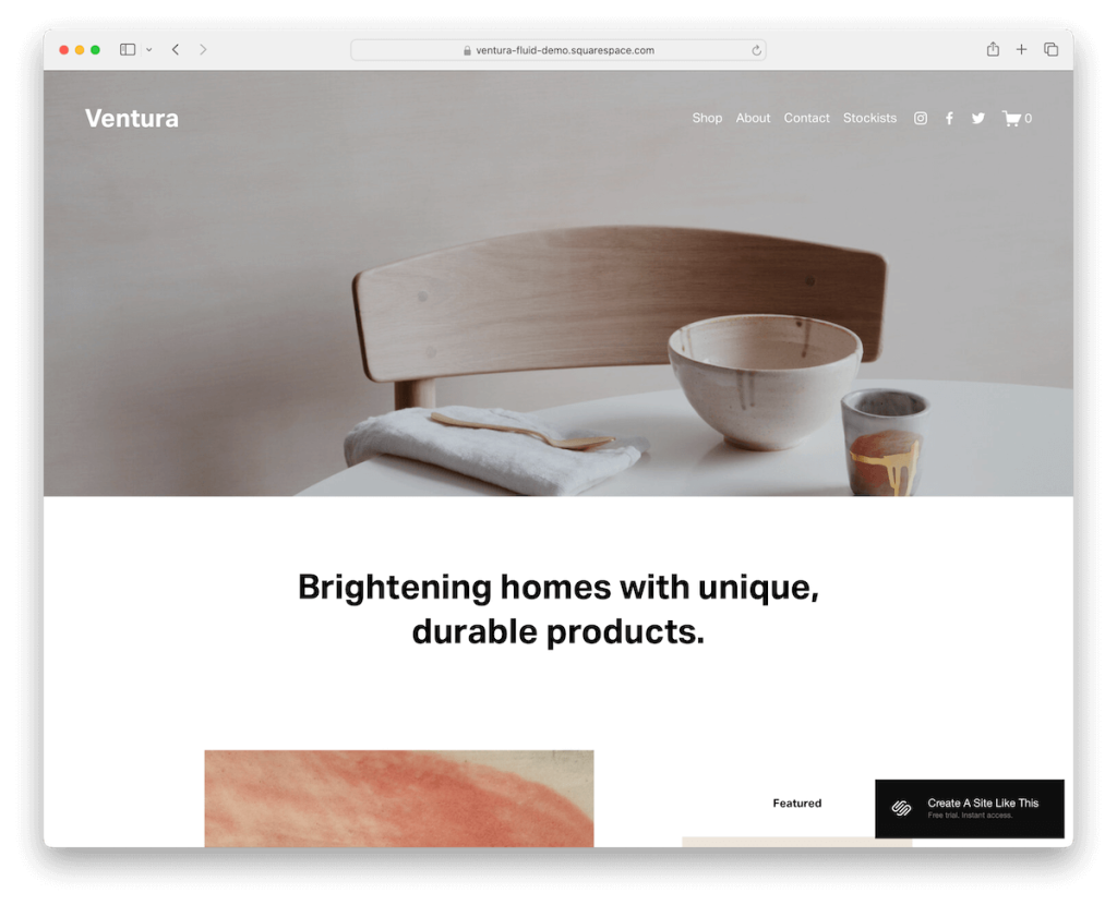 Modello per artisti Ventura Squarespace