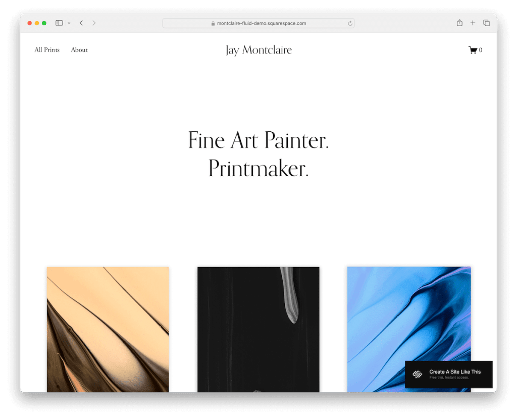 Modello per artisti di Montclaire Squarespace