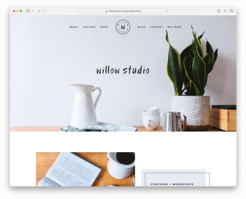 modello di coaching di Willow Squarespace