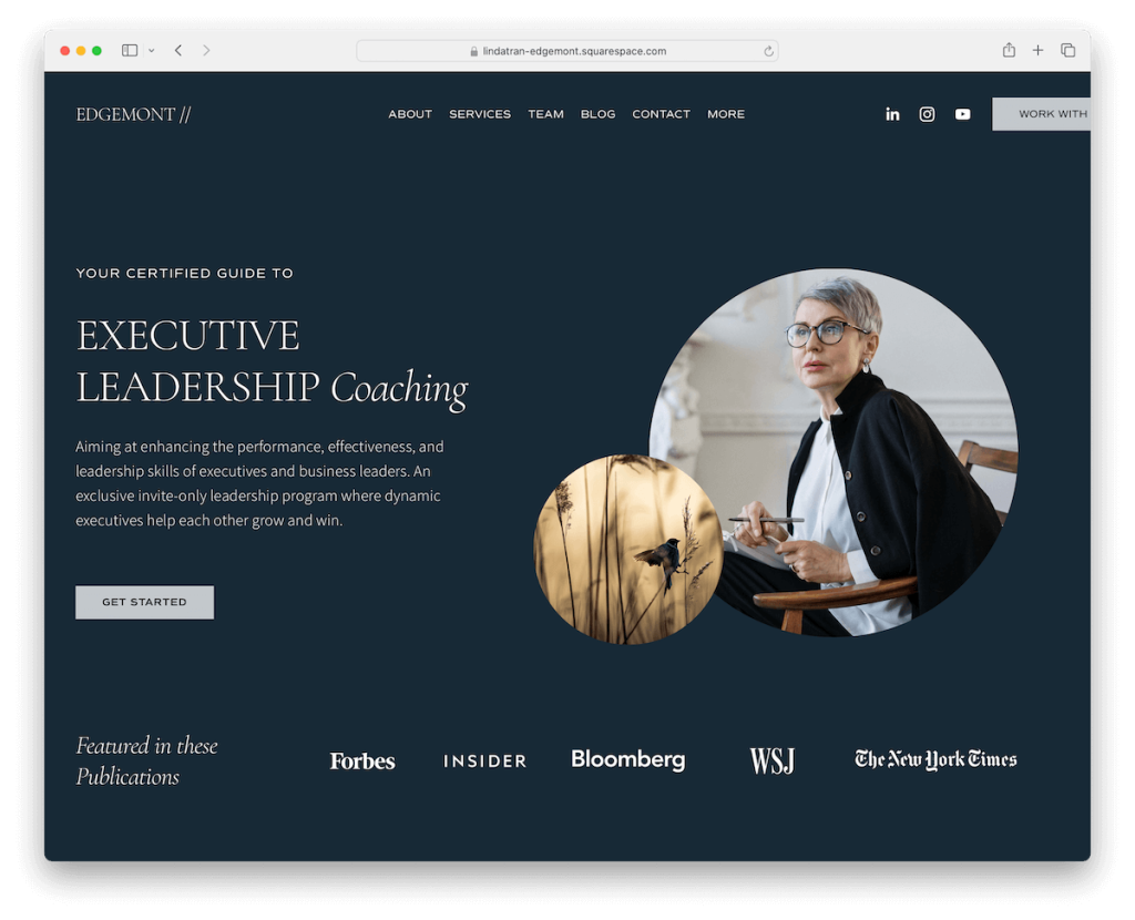 modèle de coaching Squarespace Edgemont