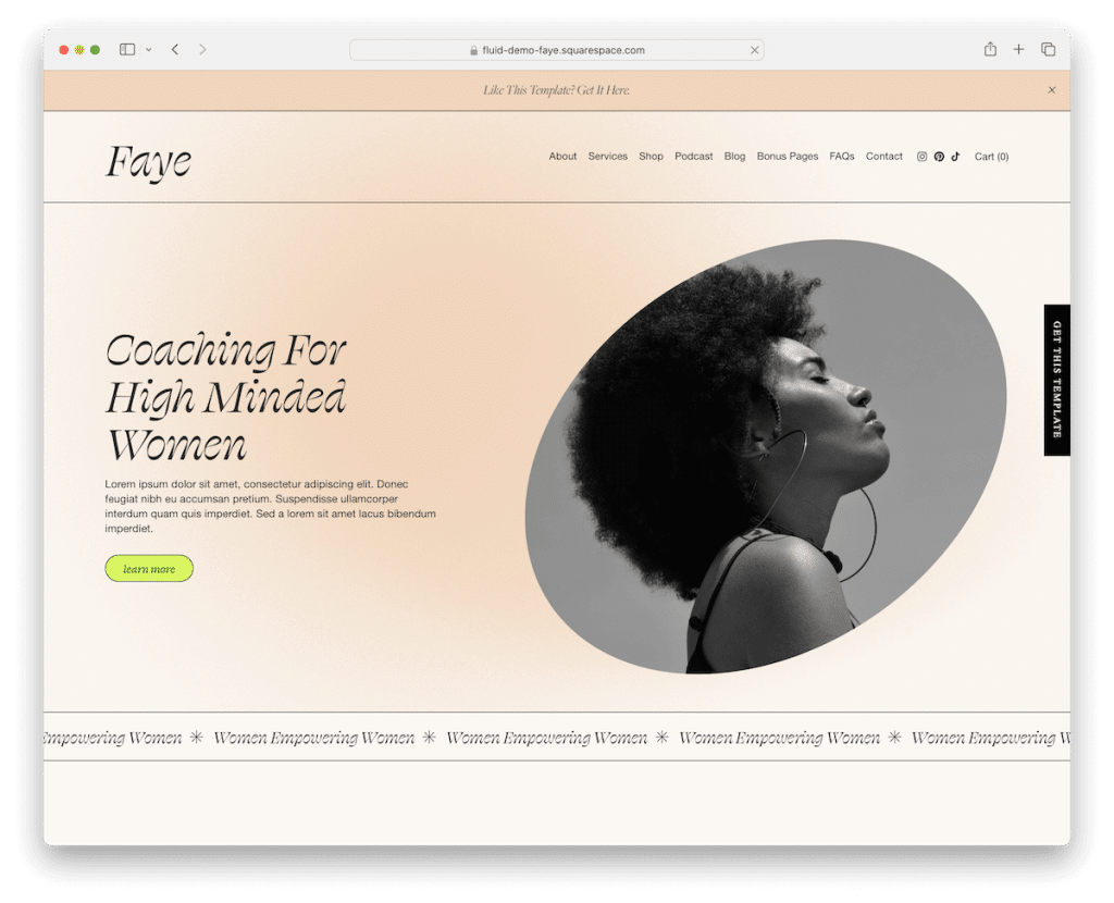 Faye Squarespace Coaching-Vorlage