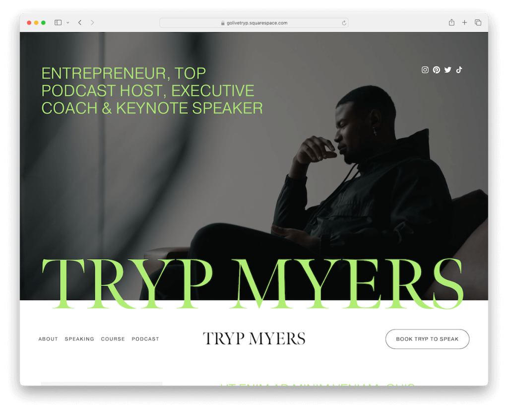 เทมเพลตการฝึกสอน tryp squarespace