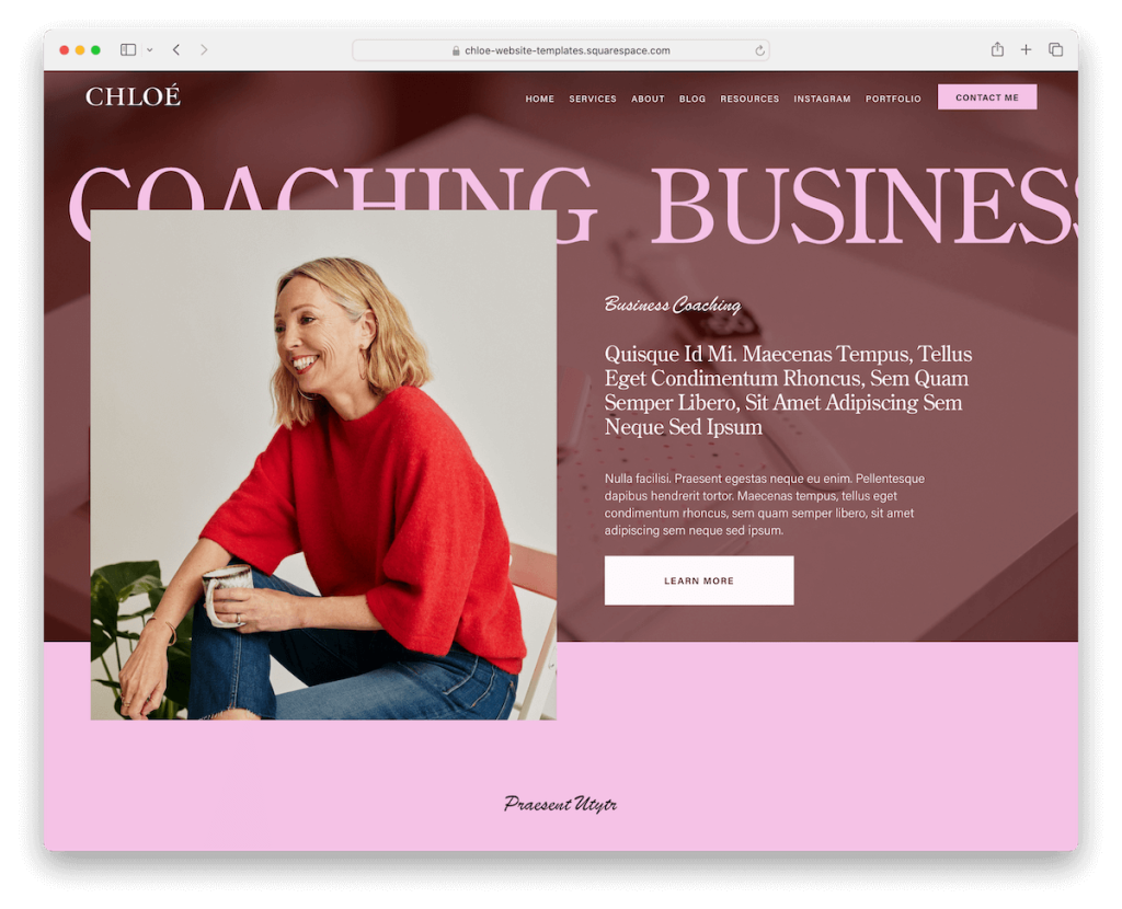 Modelo de treinamento Chloe Squarespace