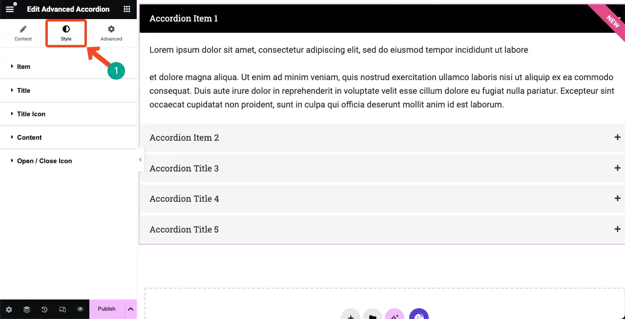 So verwenden Sie das Elementor Advanced Accordion Widget von HappyAddons 11 Stylize the Advanced Accordion Widget