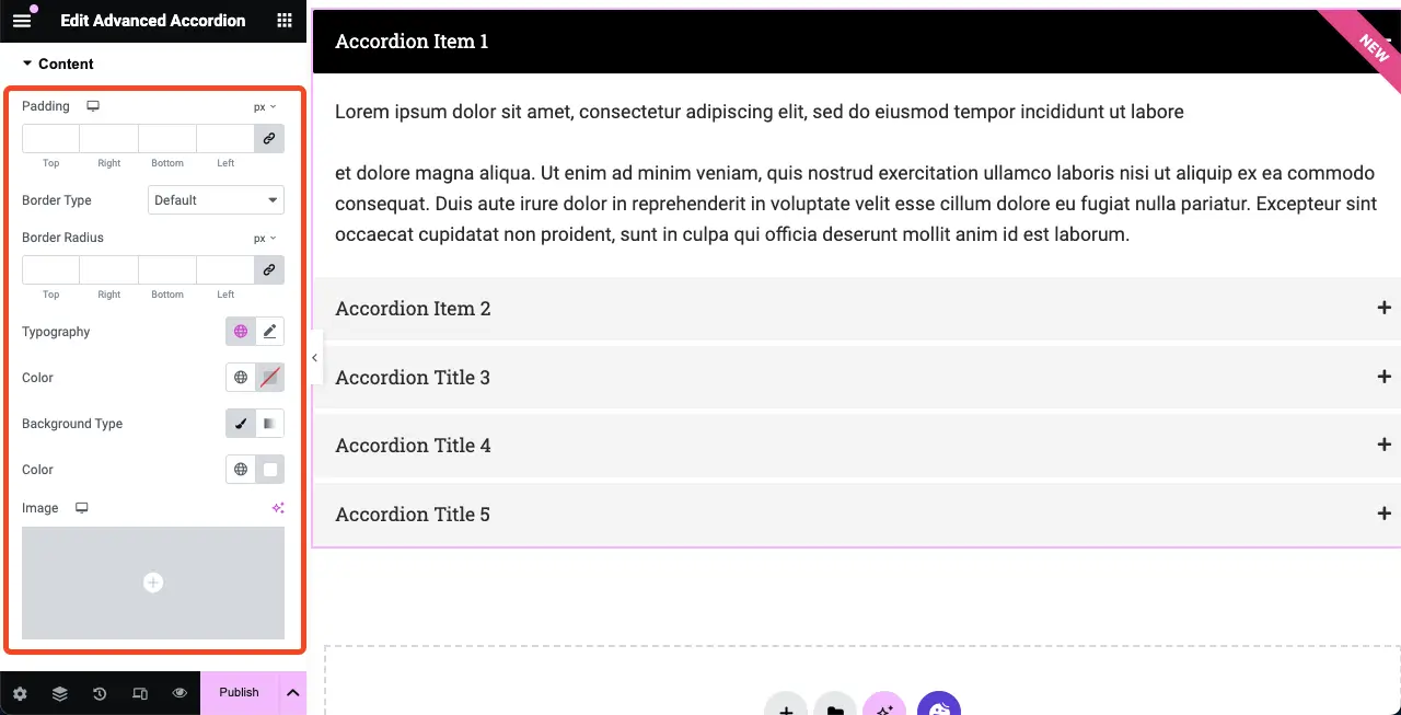 So verwenden Sie das Elementor Advanced Accordion Widget von HappyAddons 12 Things you can customize for the elements of the Advanced Accordion widget