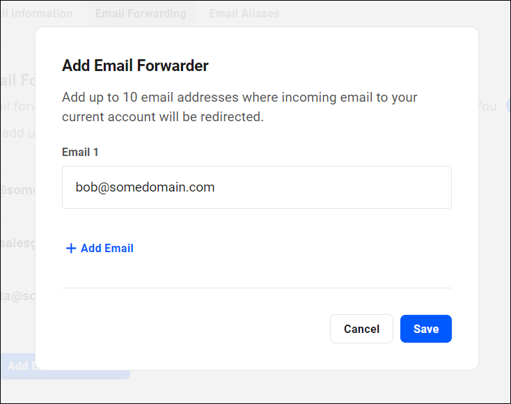 Webmail - Adicionar encaminhador de e-mail