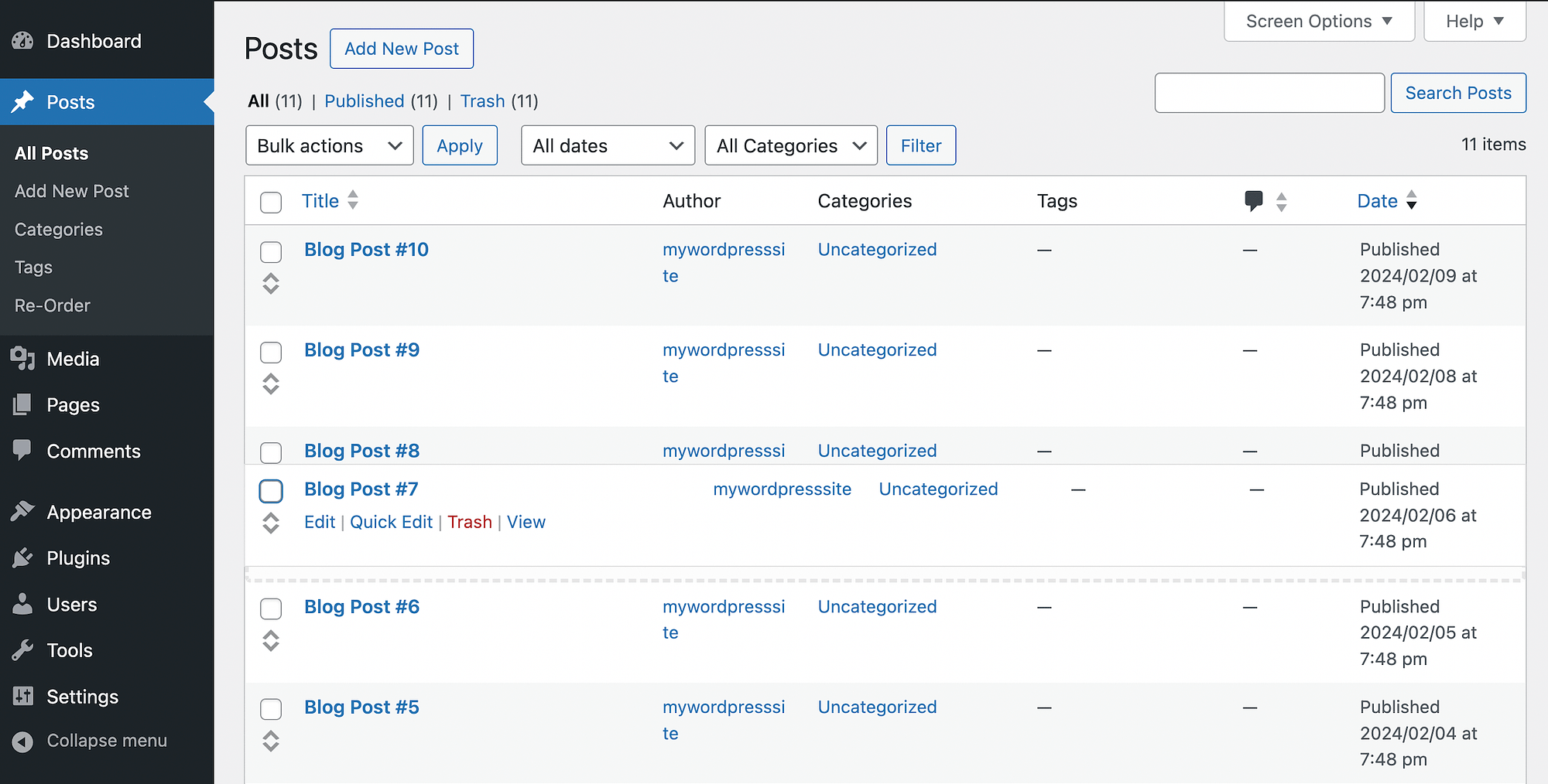 플러그인을 사용하여 WordPress에서 게시물 재정렬