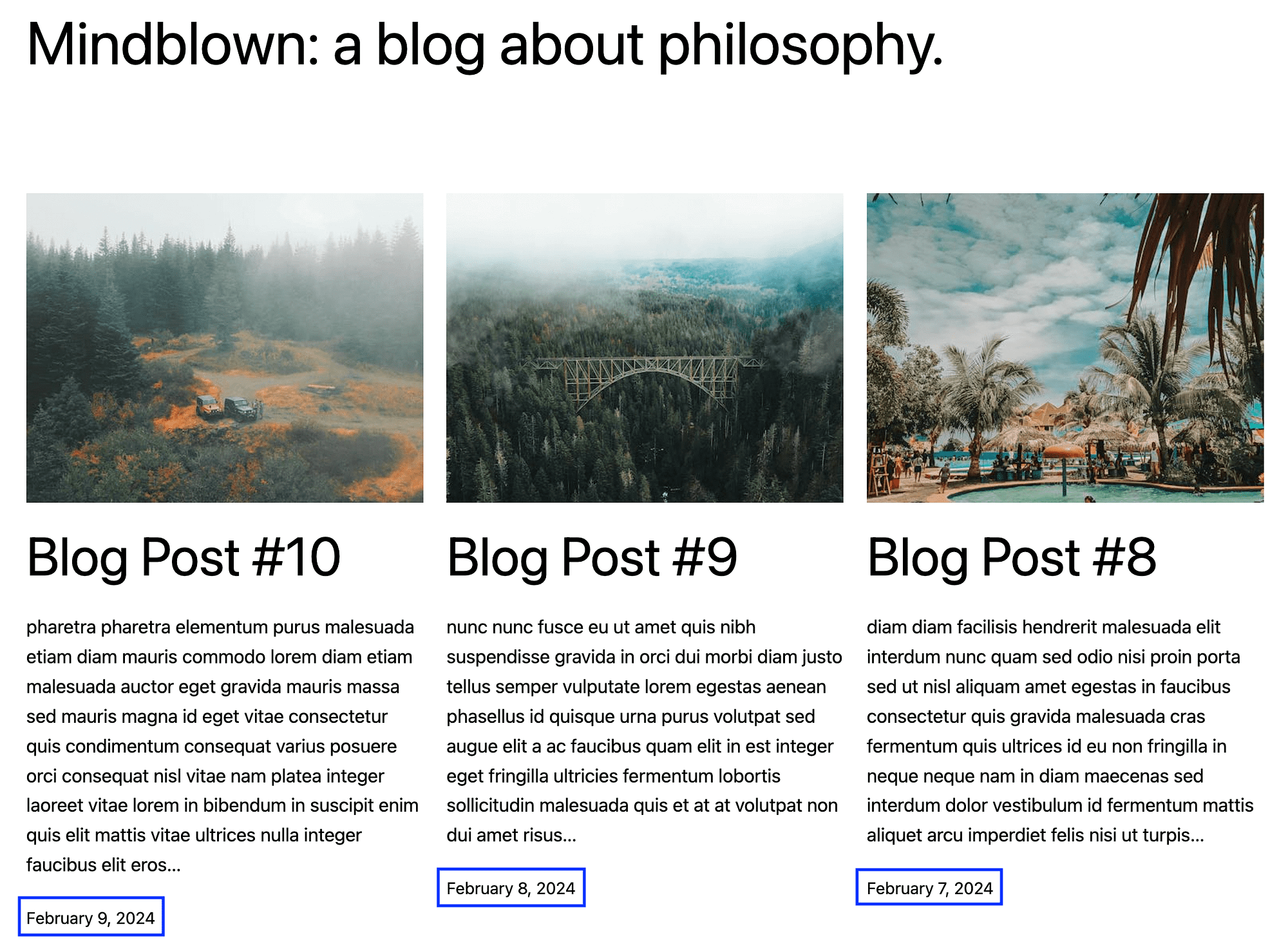 Articles de blog WordPress sur le front-end