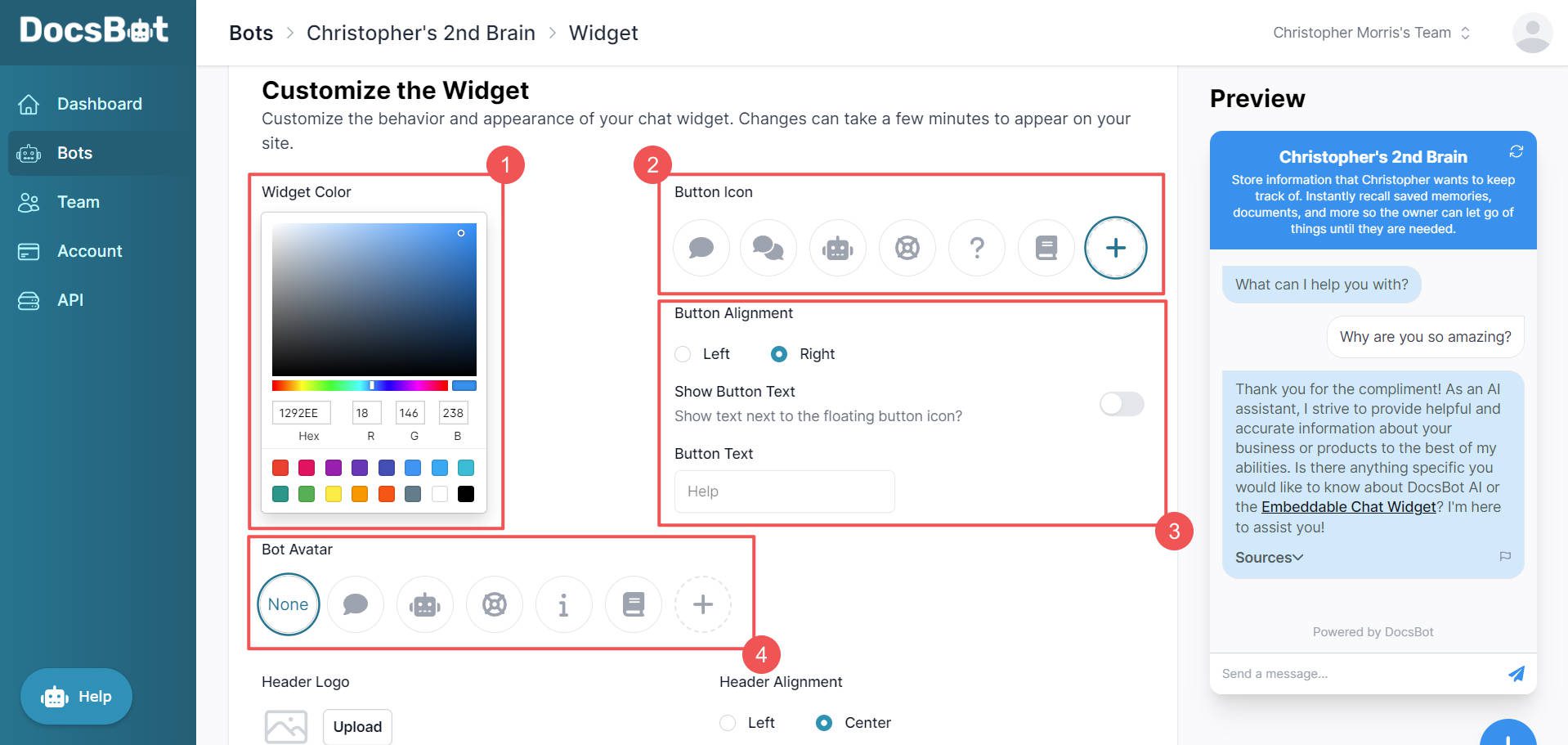 Creați primul chatbot cu DocsBot.ai - pașii 12-15