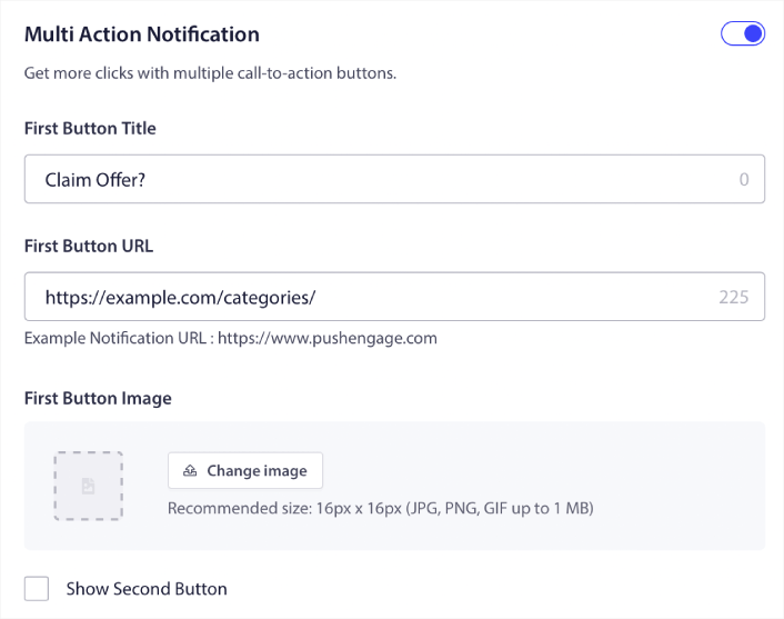 Boutons de notification multi-actions