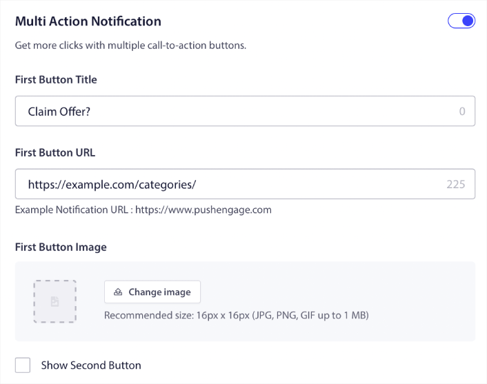 Pulsanti di notifica multiazione