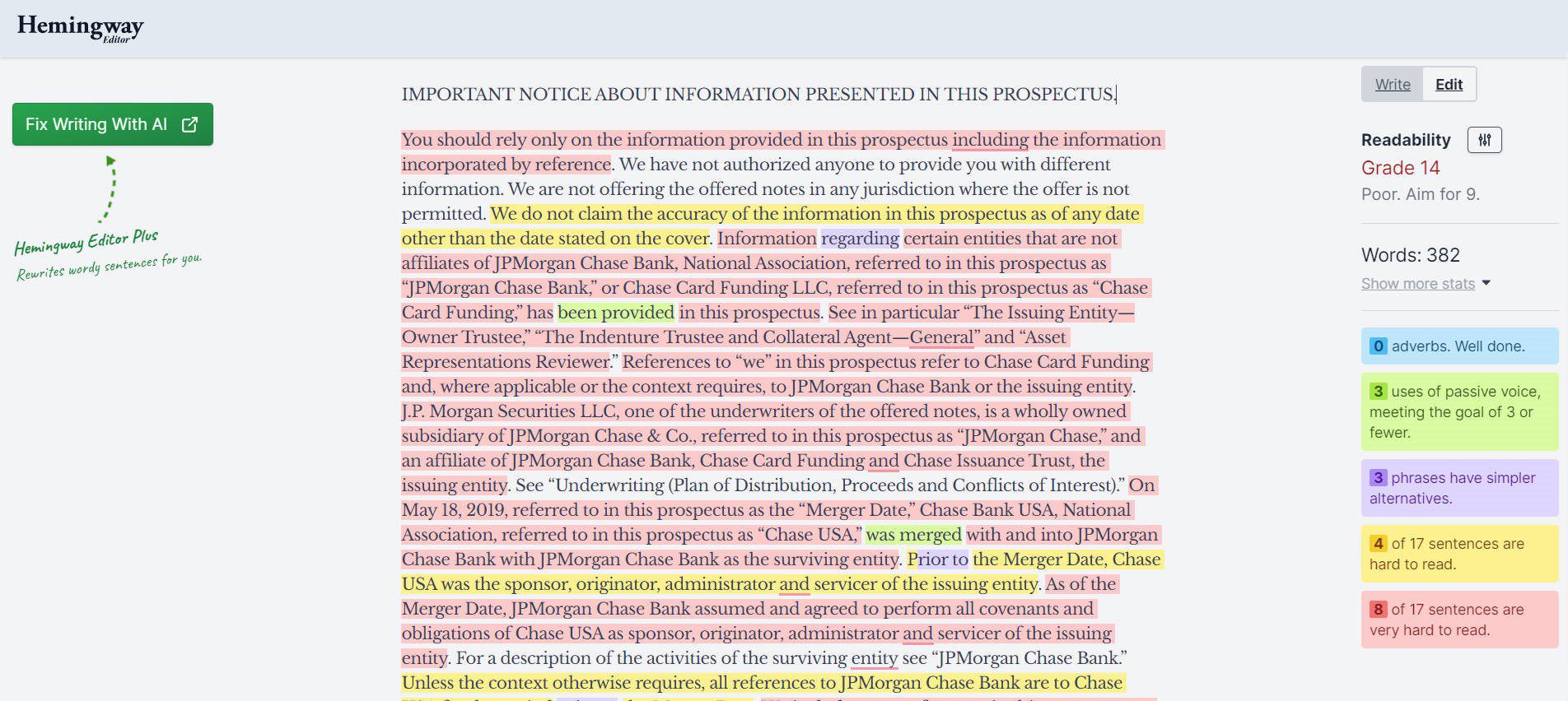 Hemingway Editor utilise l'IA pour analyser les phrases difficiles à lire