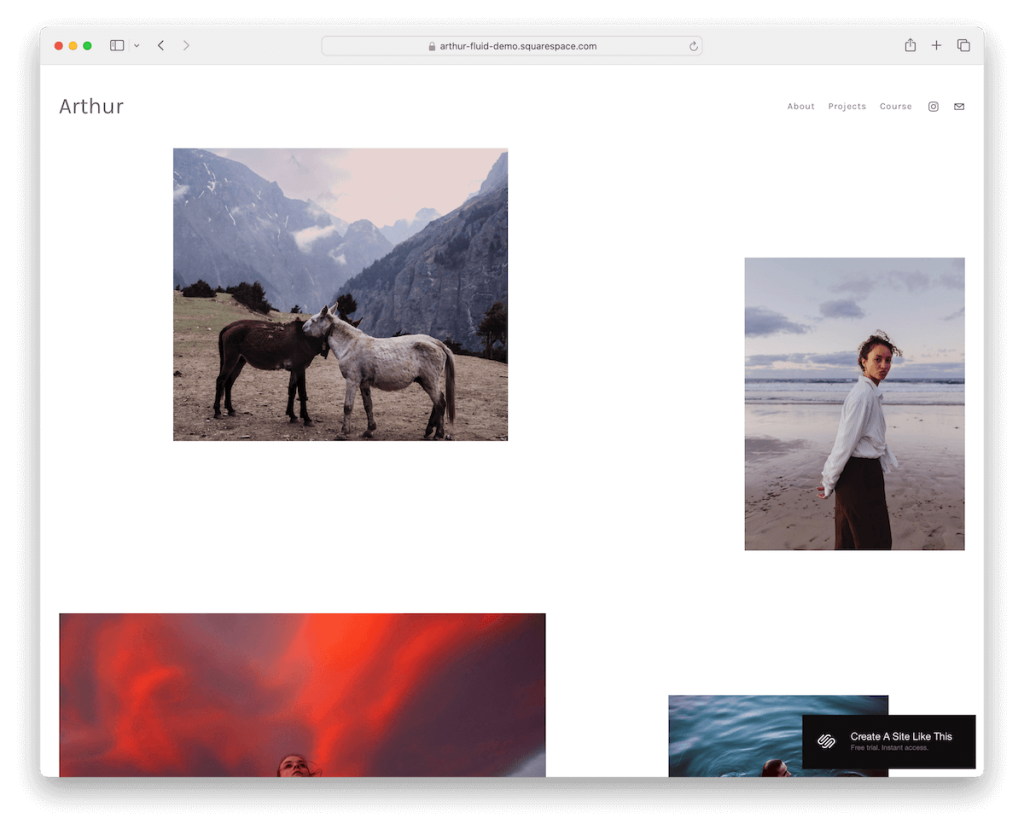 Modello minimalista di Arthur Squarespace