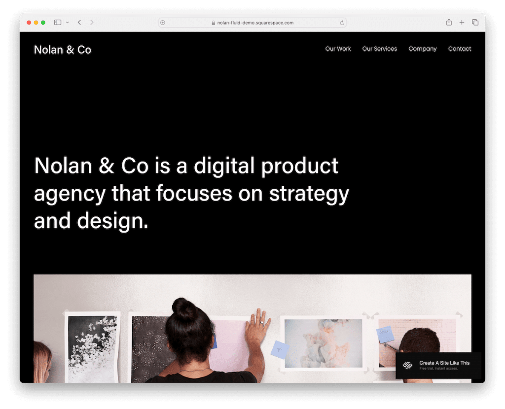 minimalistyczny szablon Nolan Squarespace