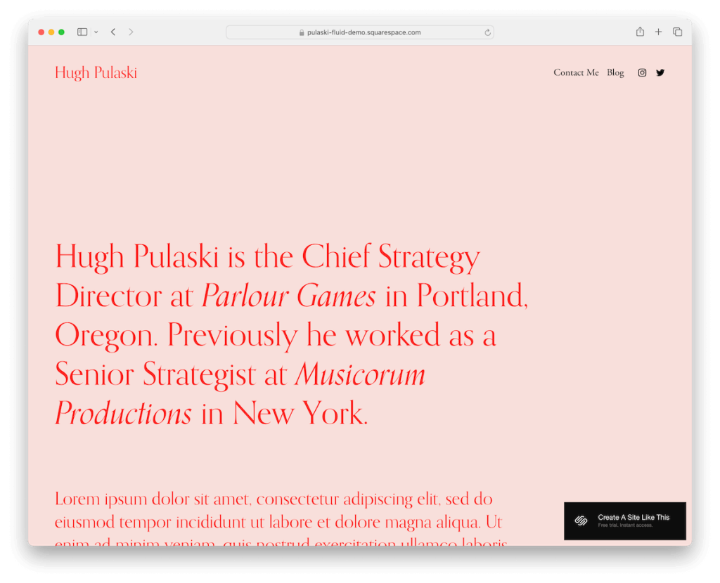 Pulaski Squarespace minimalistische Vorlage