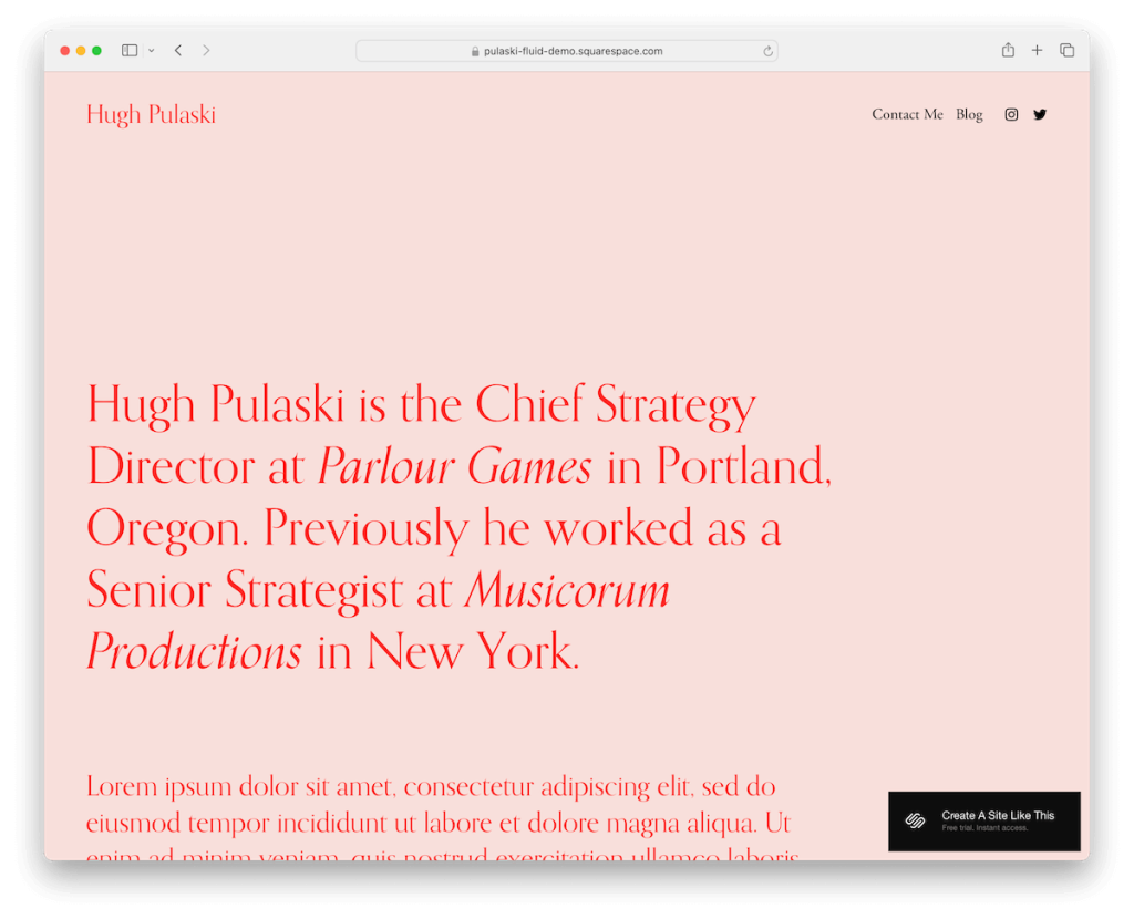 เทมเพลตเรียบง่ายของ Pulaski Squarespace