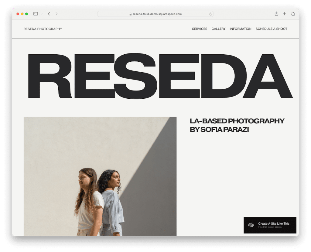 reseda squarespace minimalist şablonu