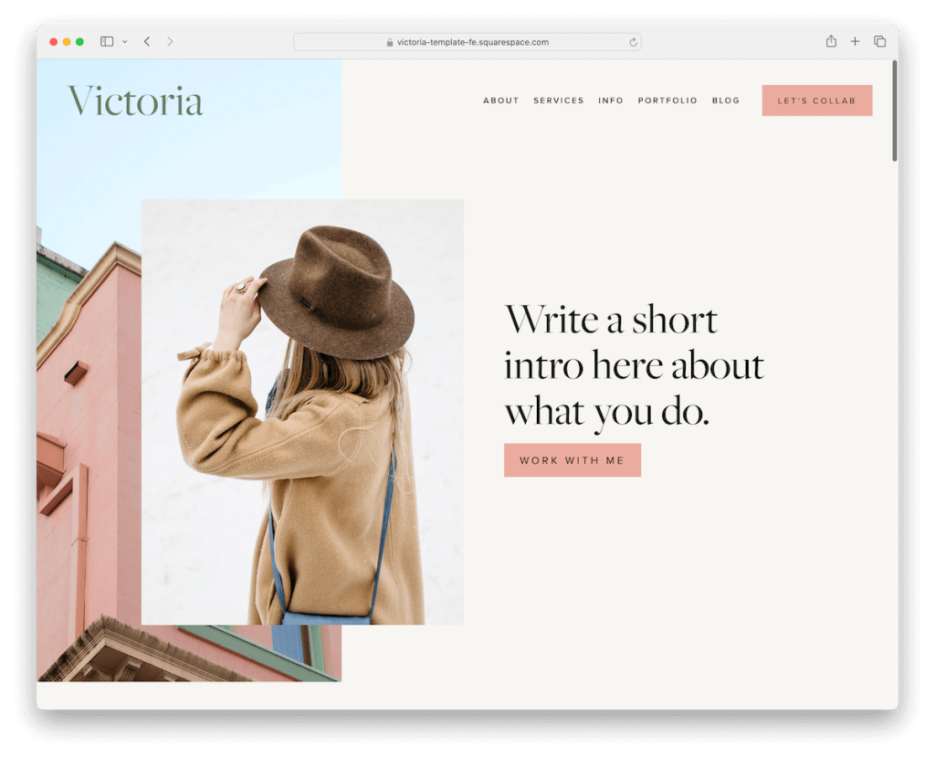 Modello di scrittore di Victoria Squarespace