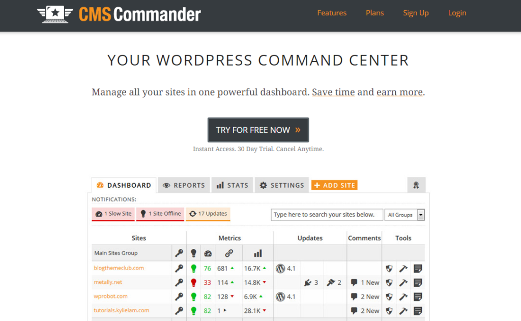 Comandante CMS - Ferramentas de gerenciamento de sites WordPress