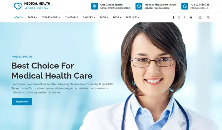 Die 10 besten Themes und Vorlagen für Arztpraxen für WordPress 2024 9 medical health 12