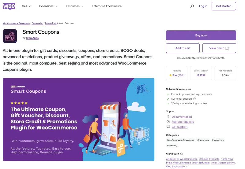 WooCommerce 쿠폰 플러그인 - WooCommerce 스마트 쿠폰 가격