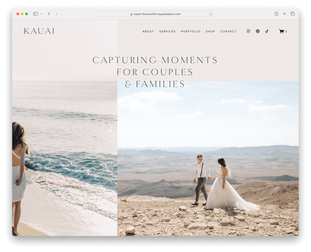 Kauai Squarespace Vorlage für Hochzeitsfotografen