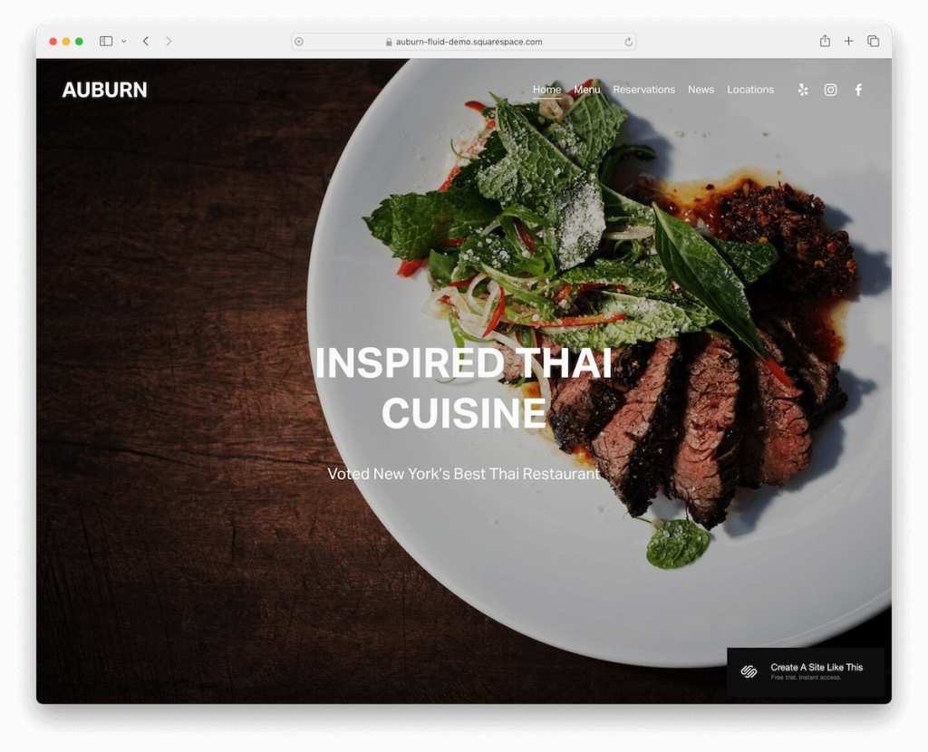 Auburn Squarespace lüks şablonu