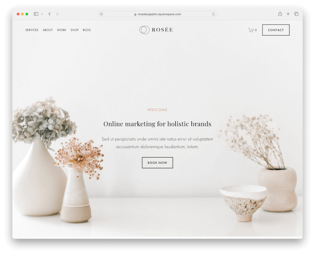 เทมเพลตหรูหราของ rosee squarespace