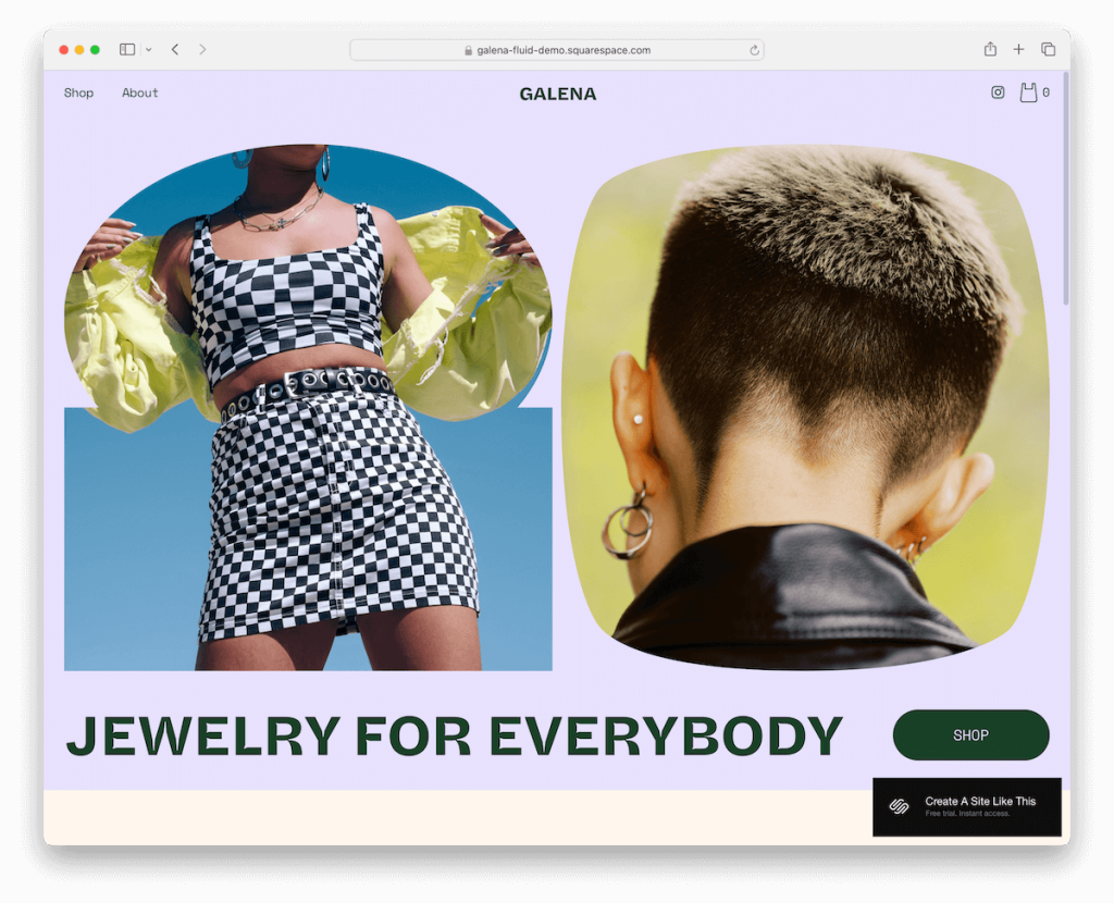 galena squarespace lüks şablonu