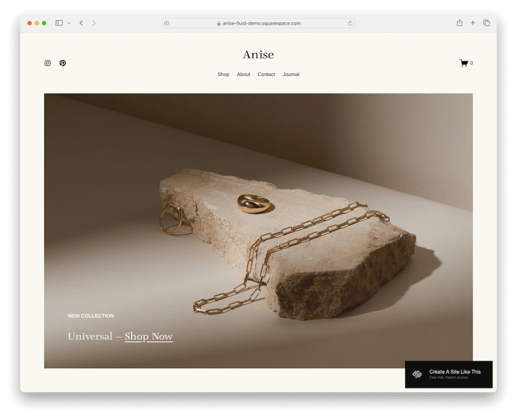 เทมเพลต anise squarespace อันหรูหรา