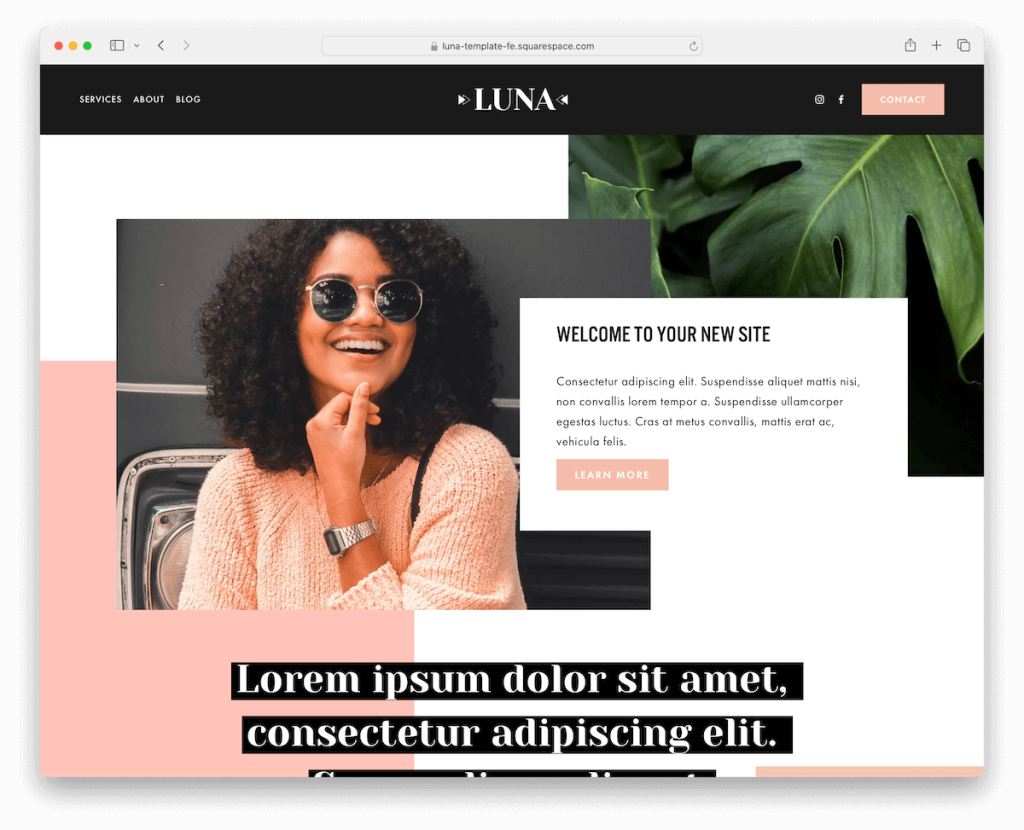 luna squarespace paralaks şablonu