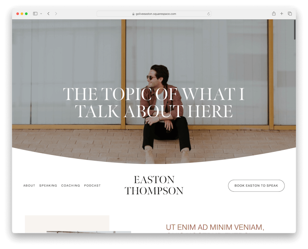 Шаблон параллакса Easton Squarespace