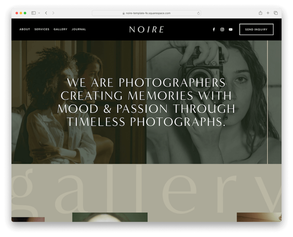 Шаблон параллакса Squarespace Noire