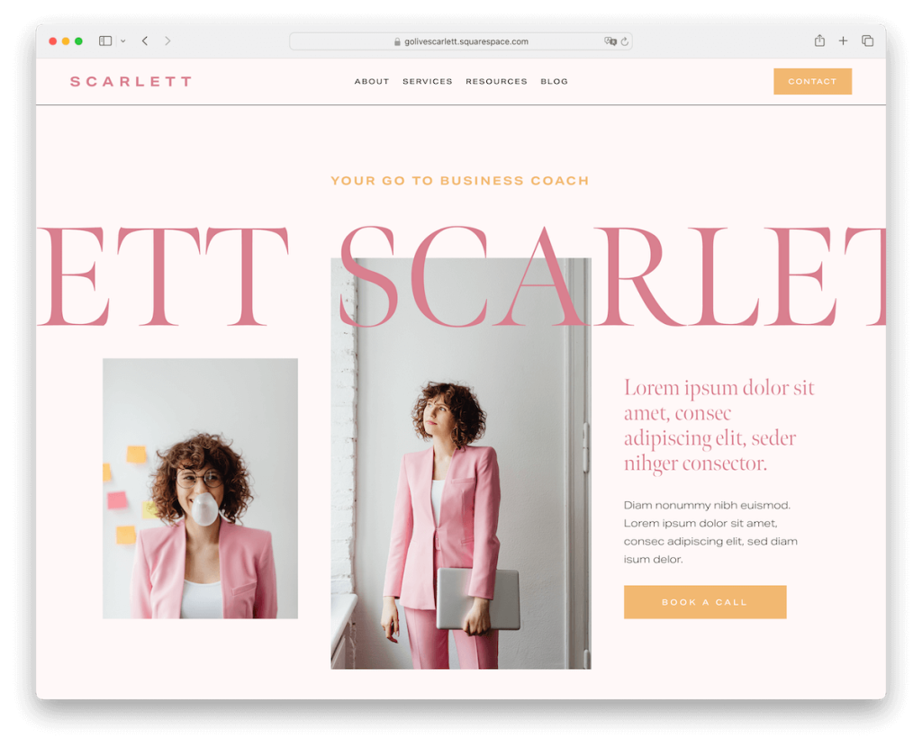 szablon paralaksy Scarlett Squarespace