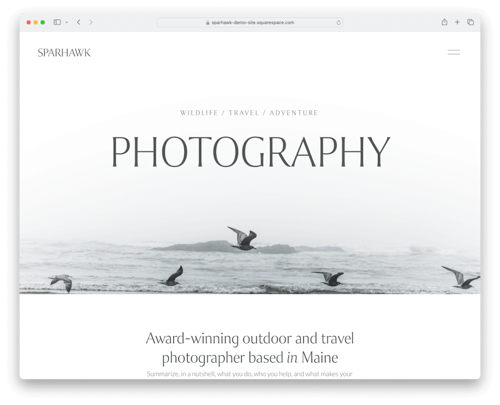 Шаблон параллакса Squarespace Sparhawk