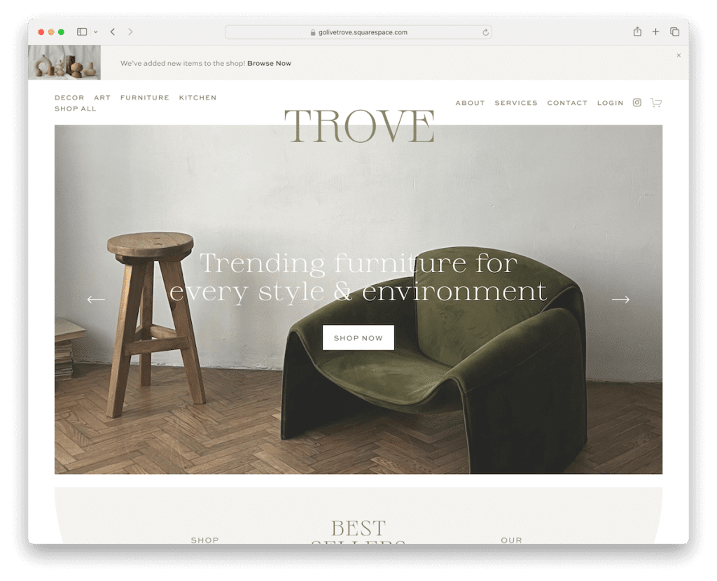 templat paralaks trove squarespace