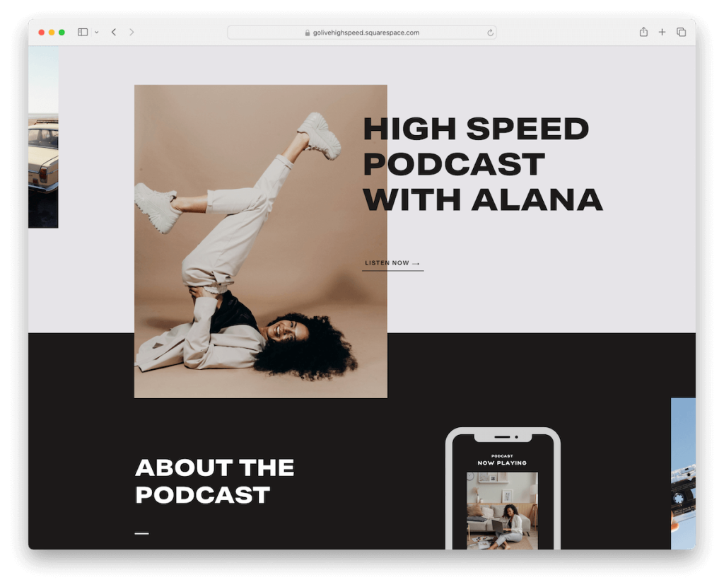 podcast sayfası squarespace paralaks şablonu