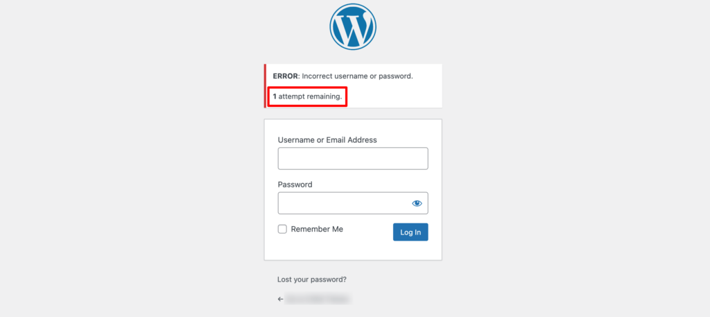 Questo è uno screenshot della pagina di accesso di WordPress