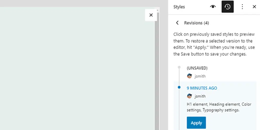 Unsaved Revision style in WordPress 6.5