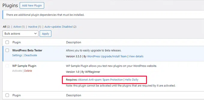 Plugin Dependencies WordPress 6.5