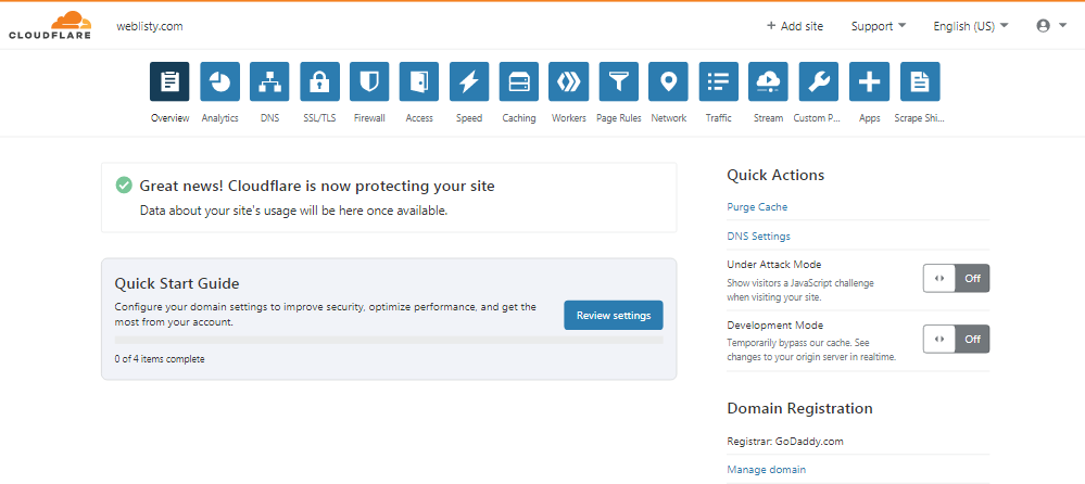 cloudflare setup completed Best WordPress Cloudflare plugin settings for faster sites