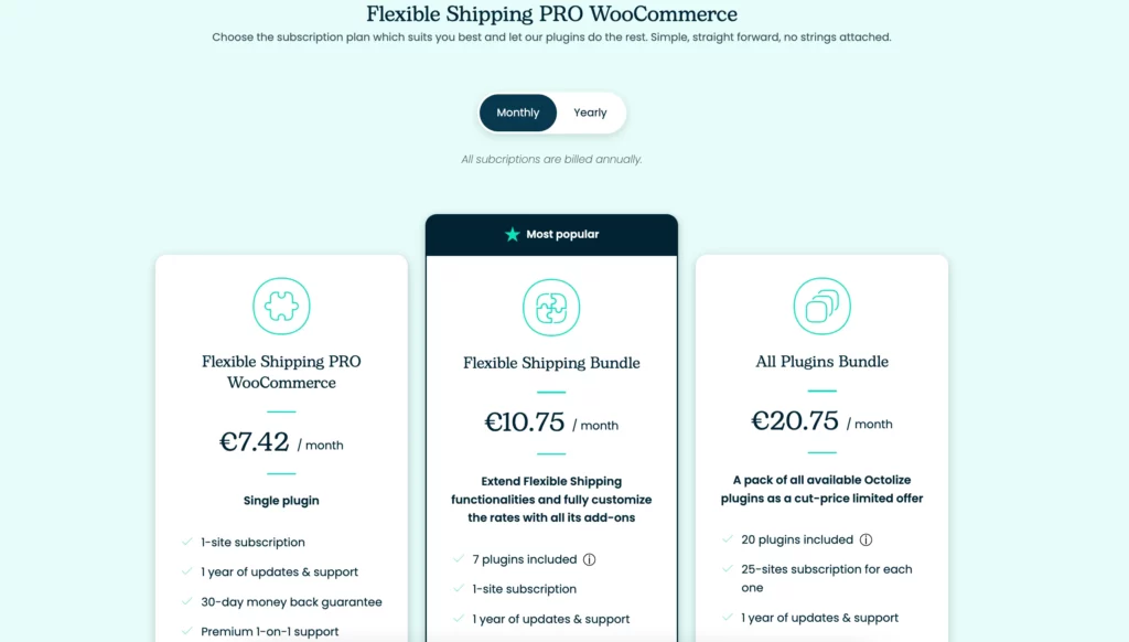 Esnek Gönderim ile WooCommerce için Tablo Ücreti Gönderimi - Fiyatlandırma